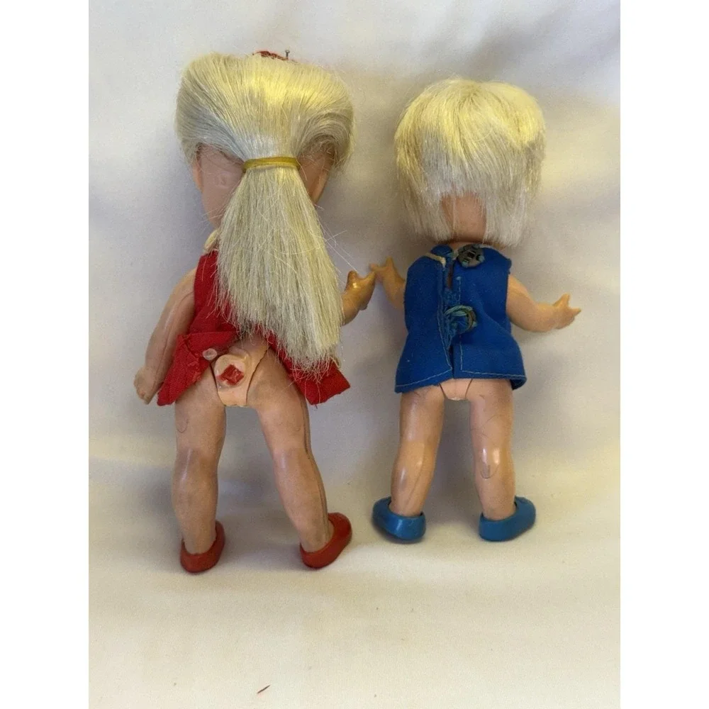 Vintage Remco Pocket Dolls Heidi & Her Little Sister Hildy W/ Outfits & Shoes